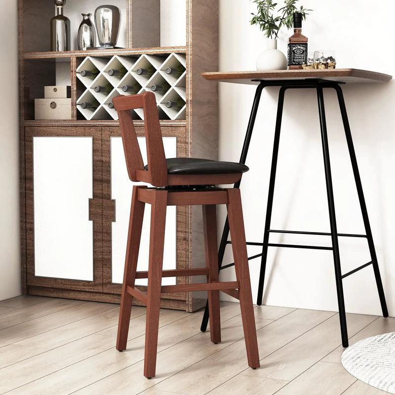 Swivel Upholstered PU Leather Stool with Backrest and Cushioned Seat by DirectDeals