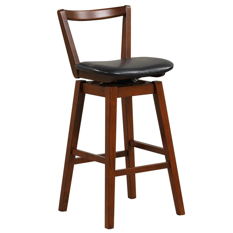 Swivel Upholstered PU Leather Stool with Backrest and Cushioned Seat by DirectDeals