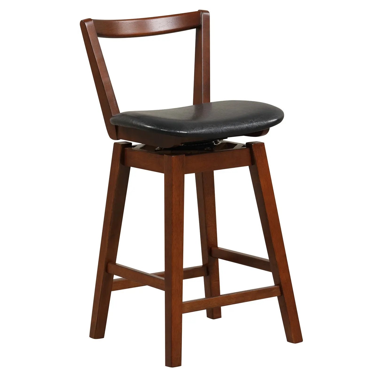 Swivel Upholstered PU Leather Stool with Backrest and Cushioned Seat by DirectDeals