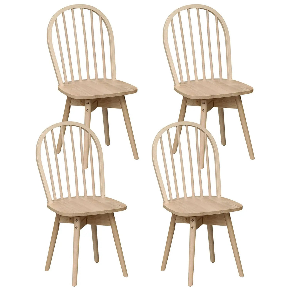 Swivel Windsor Dining Chairs Set of 4 with Solid Rubber Wood Frame, photo 2 of 16