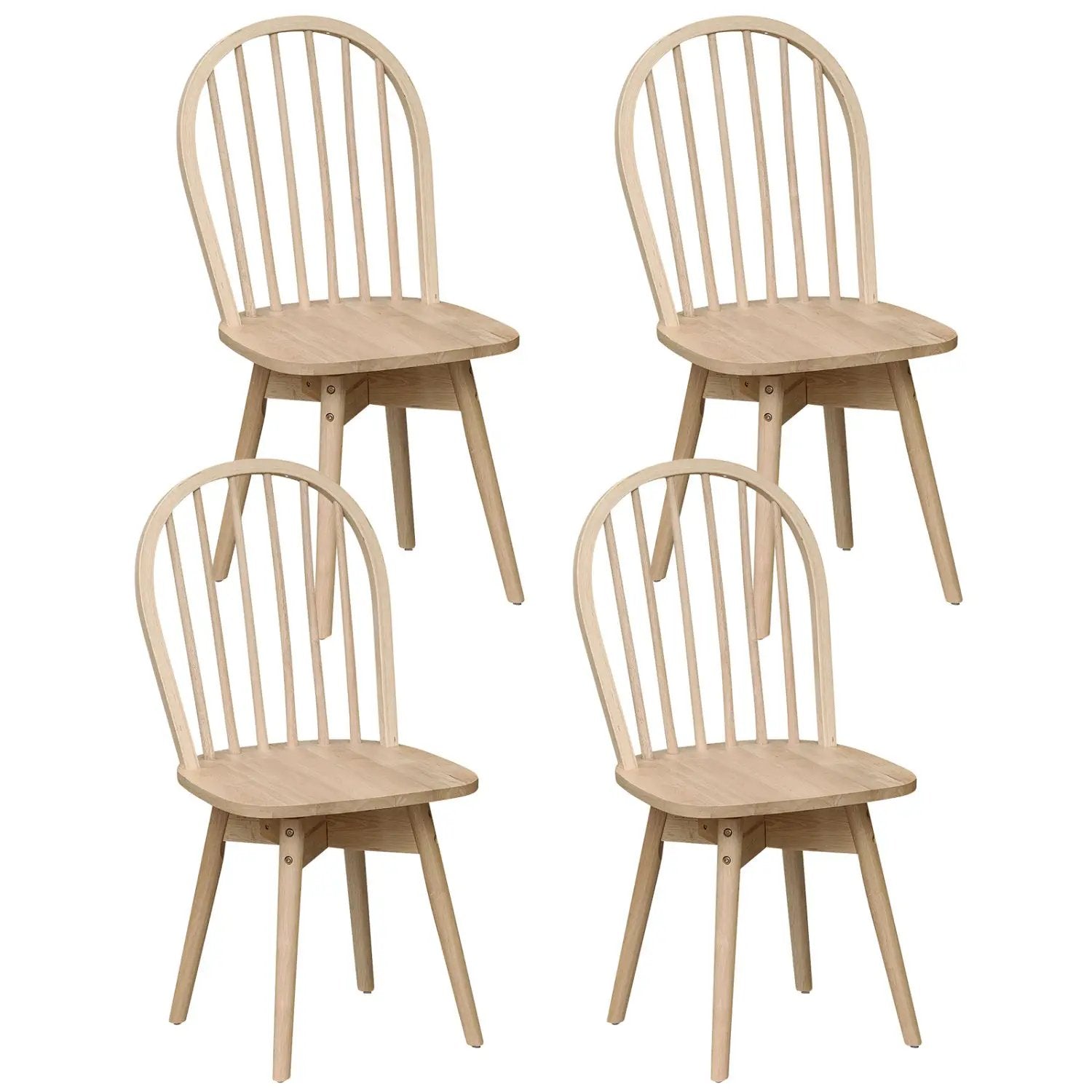 Swivel Windsor Dining Chairs Set of 4 with Solid Rubber Wood Frame by DirectDeals