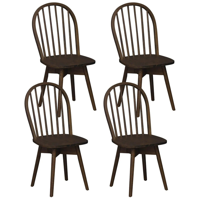Swivel Windsor Dining Chairs Set of 4 with Solid Rubber Wood Frame by DirectDeals