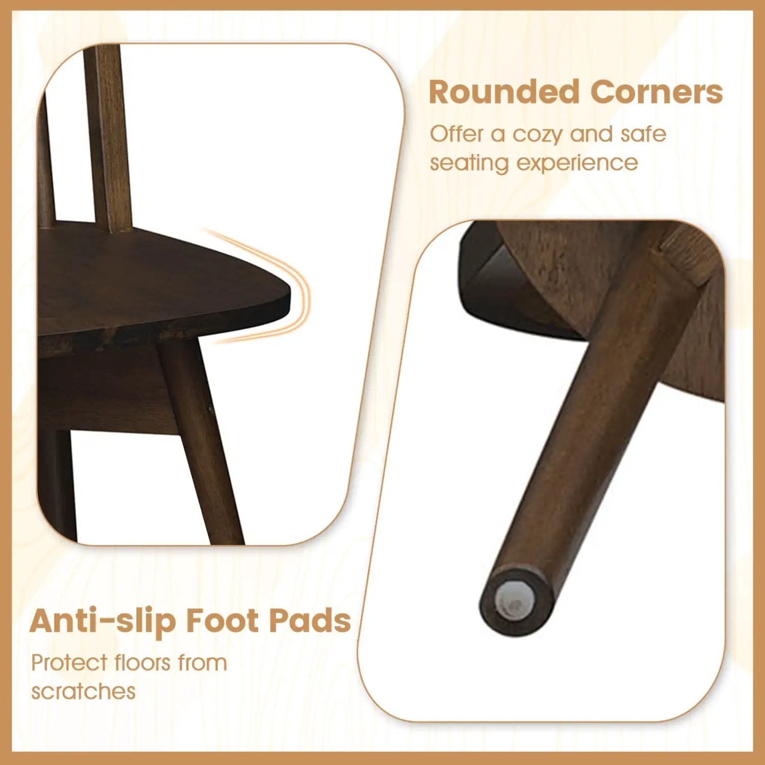 Swivel Windsor Dining Chairs Set of 4 with Solid Rubber Wood Frame by DirectDeals