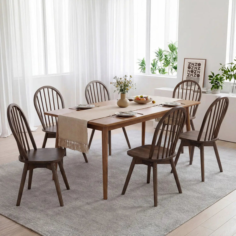 Swivel Windsor Dining Chairs Set of 2 with Solid Rubber Wood Frame by DirectDeals