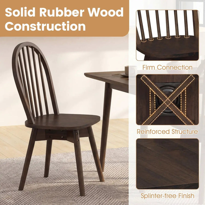 Swivel Windsor Dining Chairs Set of 2 with Solid Rubber Wood Frame by DirectDeals