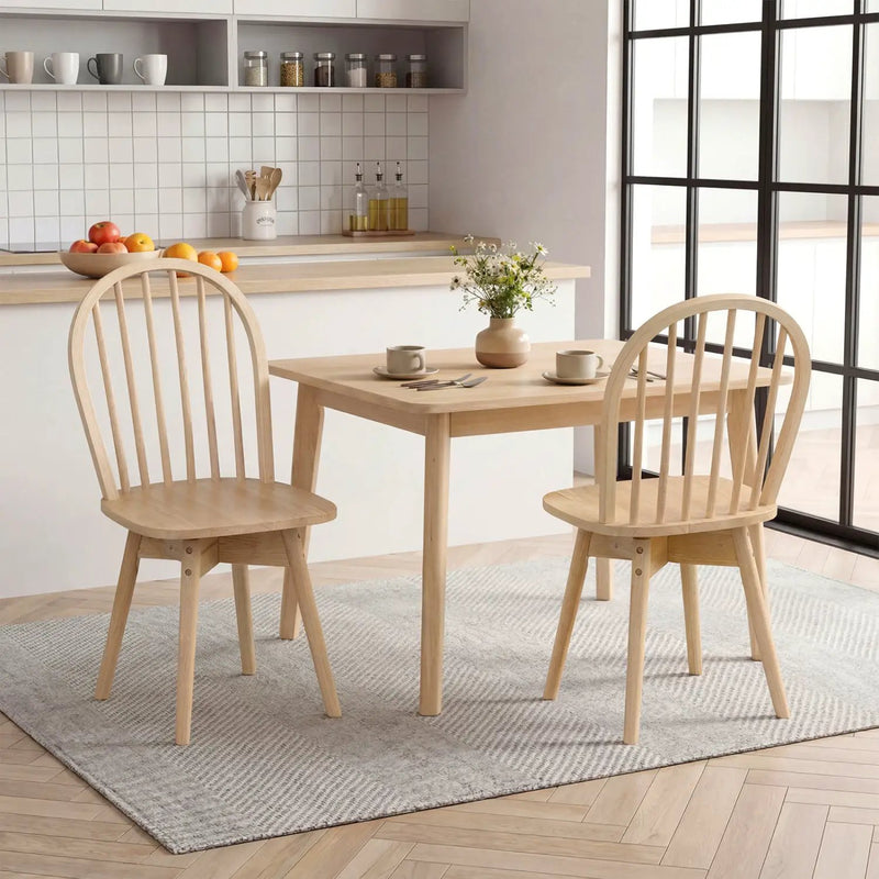 Swivel Windsor Dining Chairs Set of 2 with Solid Rubber Wood Frame by DirectDeals