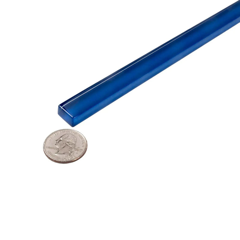 Cobalt Blue 0.5x12 Glossy Glass Pencil Tile Trim (10 pack, 0.5 sq ft/case) by Apollo Tile
