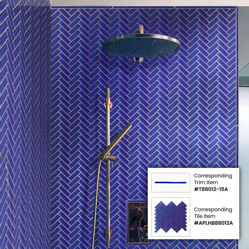 Cobalt Blue 0.5x12 Glossy Glass Pencil Tile Trim (10 pack, 0.5 sq ft/case) by Apollo Tile