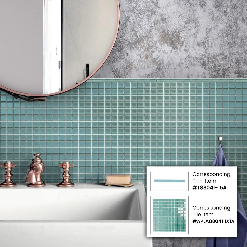 Sky Blue 12x12 Glossy Square Glass Mosaic Tile (10 pack, 9.67 sq ft/case) by Apollo Tile