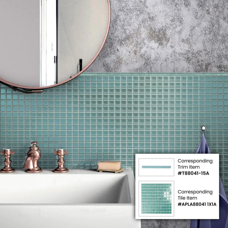 Sky Blue 0.5x12 Glossy Glass Pencil Tile Trim (10 pack, 0.5 sq ft/case) by Apollo Tile