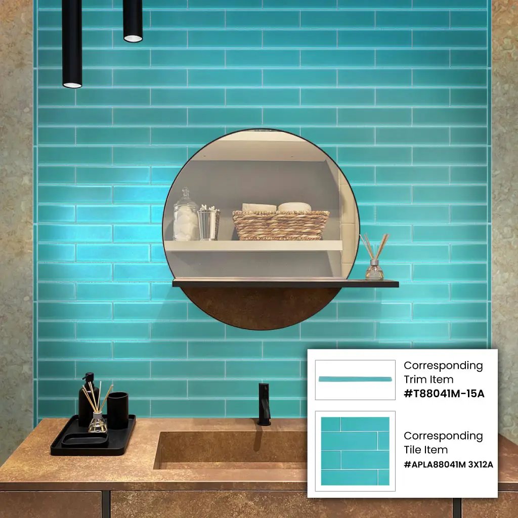 Sky Blue 0.5x12 Matte Glass Pencil Tile Trim (10 pack, 0.5 sq ft/case) by Apollo Tile