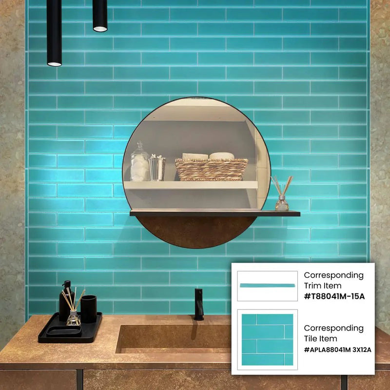 Sky Blue 3x12 Glossy Subway Glass Tile (20 pack, 5 sq ft/case) by Apollo Tile