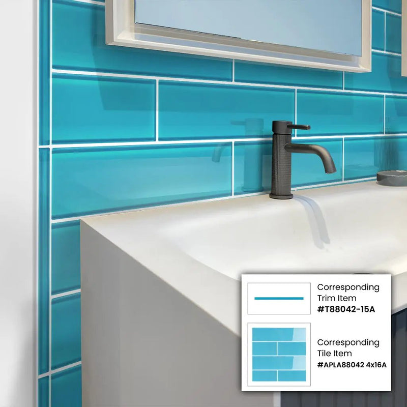 Sapphire Blue 4x16 Glossy Subway Glass Tile (12 pack, 5.33 sq ft/case) by Apollo Tile