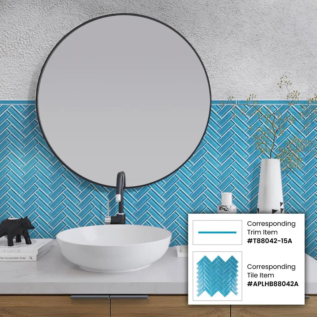 Sapphire Blue 0.5x12 Glossy Glass Pencil Tile Trim (10 pack, 0.5 sq ft/case) by Apollo Tile