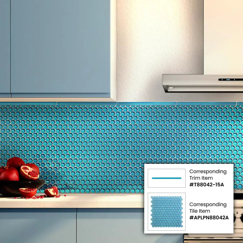 Sapphire Blue 0.5x12 Glossy Glass Pencil Tile Trim (10 pack, 0.5 sq ft/case) by Apollo Tile