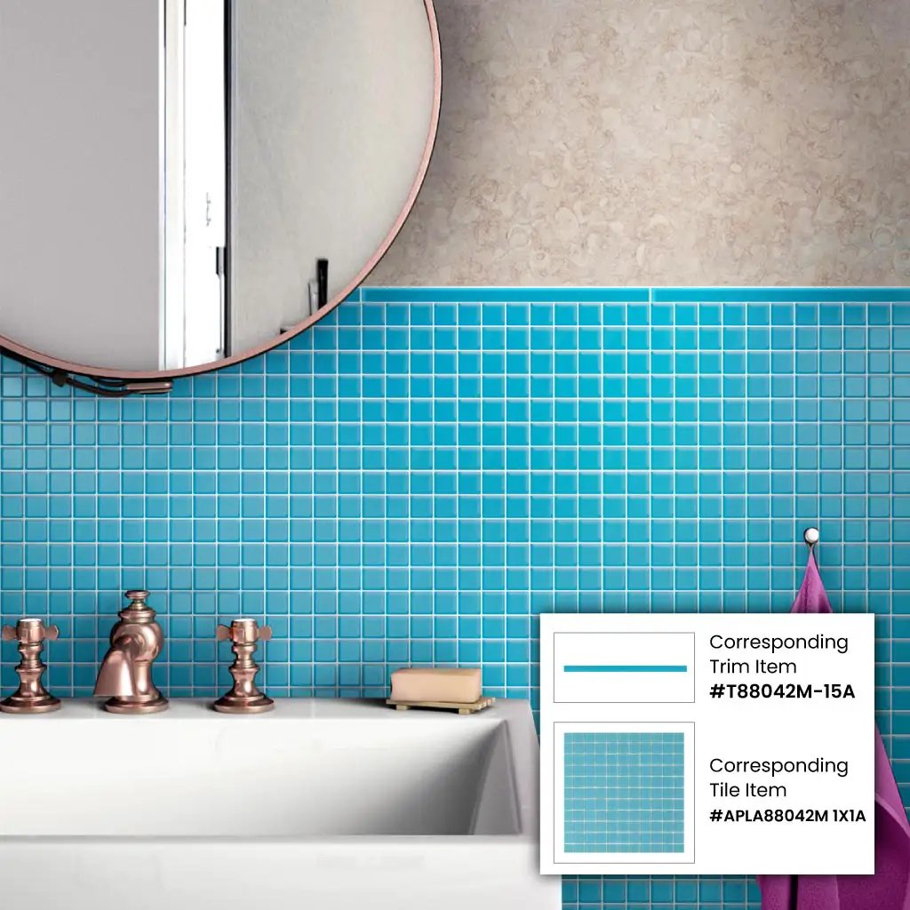 Sapphire Blue 0.5x12 Matte Glass Pencil Tile Trim (10 pack, 0.5 sq ft/case) by Apollo Tile