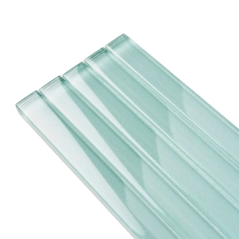 Blizzard Blue 0.5x12 Glossy Glass Pencil Tile Trim (10 pack, 0.5 sq ft/case) by Apollo Tile