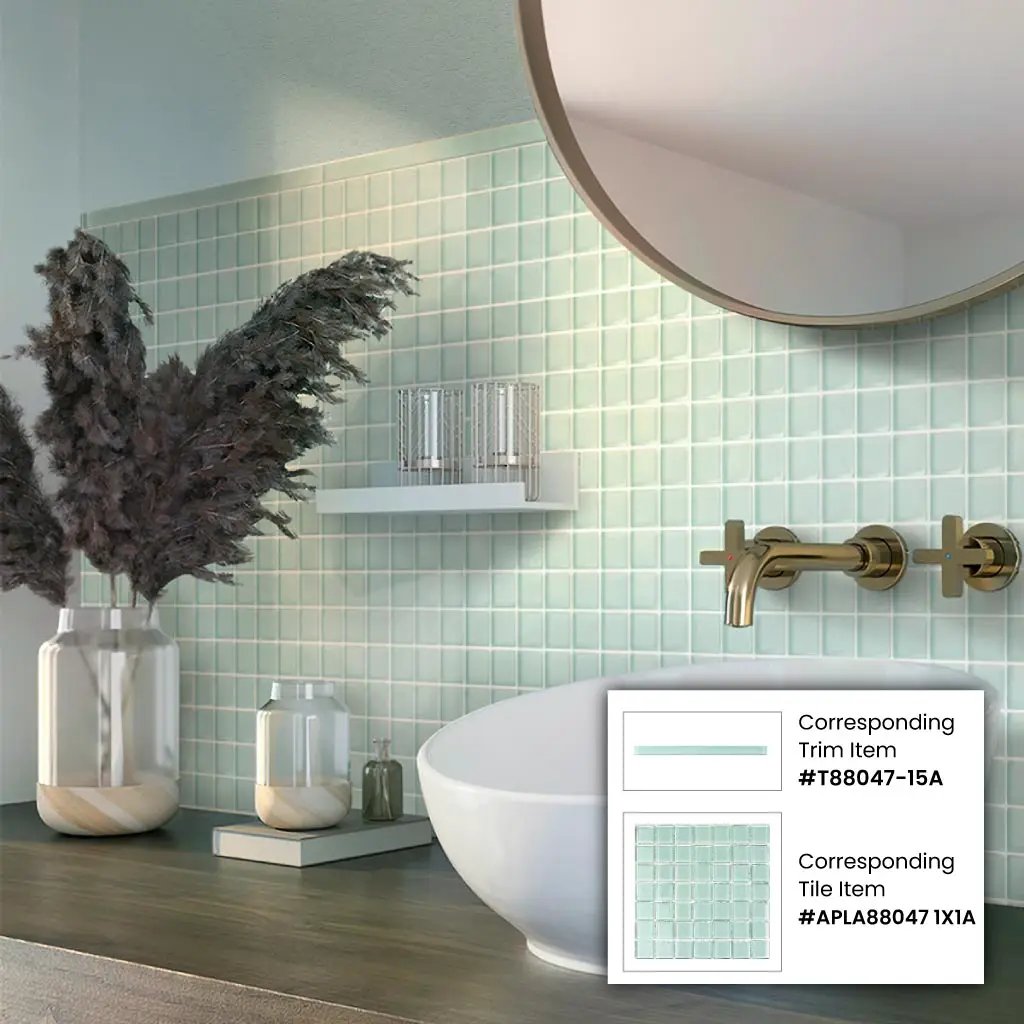 Blizzard Blue 0.5x12 Glossy Glass Pencil Tile Trim (10 pack, 0.5 sq ft/case) by Apollo Tile