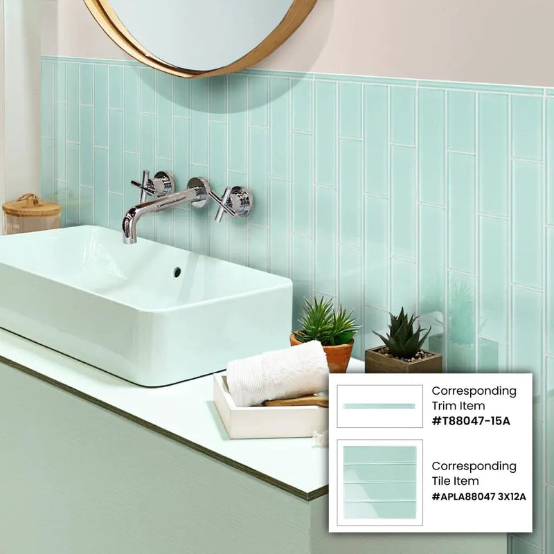 Blizzard Blue 3x12 Glossy Subway Glass Tile (20 pack, 5 sq ft/case) by Apollo Tile