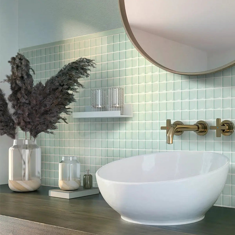 Blizzard Blue 12x12 Glossy Square Glass Mosaic Tile (10 pack, 9.67 sq ft/case) by Apollo Tile