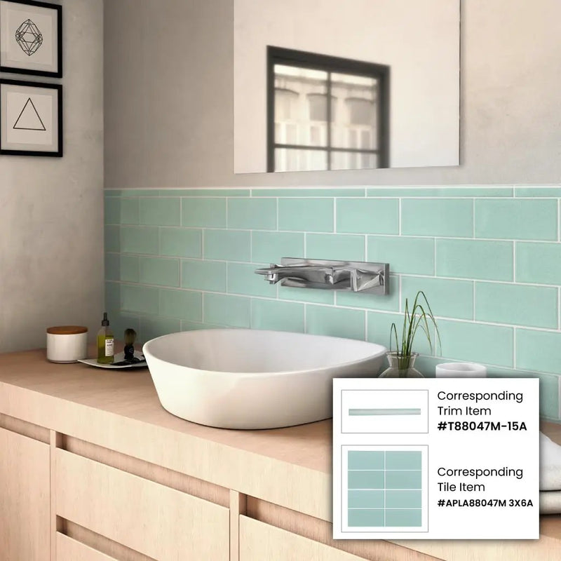Blizzard Blue 3x6 Matte Subway Glass Tile (40 pack, 5 sq ft/case) by Apollo Tile