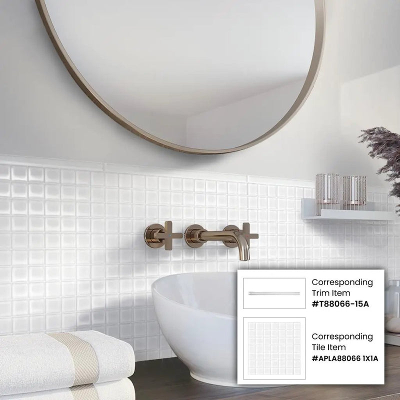 White 12x12 Glossy Square Glass Mosaic Tile (10 pack, 9.67 sq ft/case) by Apollo Tile