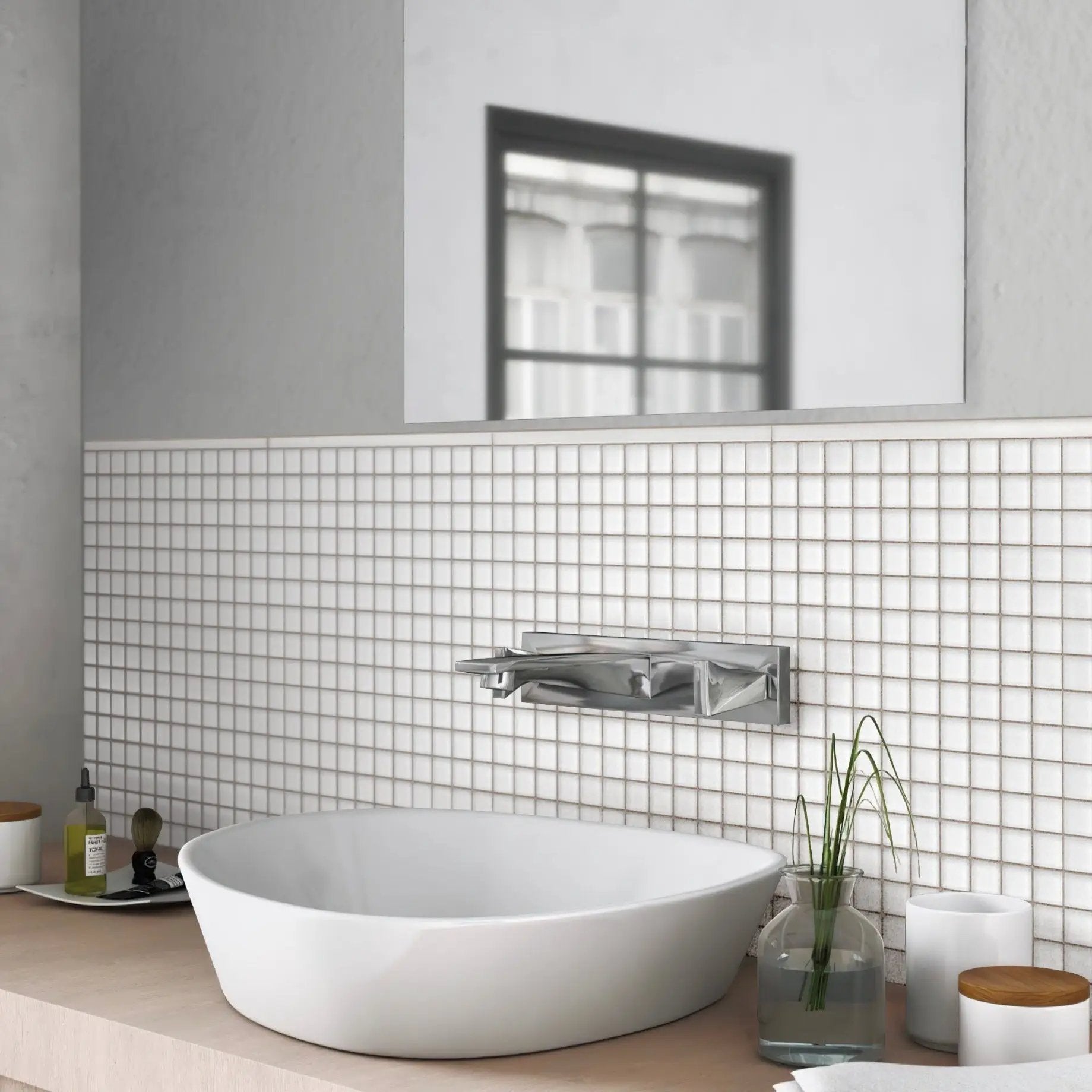White 0.5x12 Matte Glass Pencil Tile Trim (10 pack, 0.5 sq ft/case) by Apollo Tile