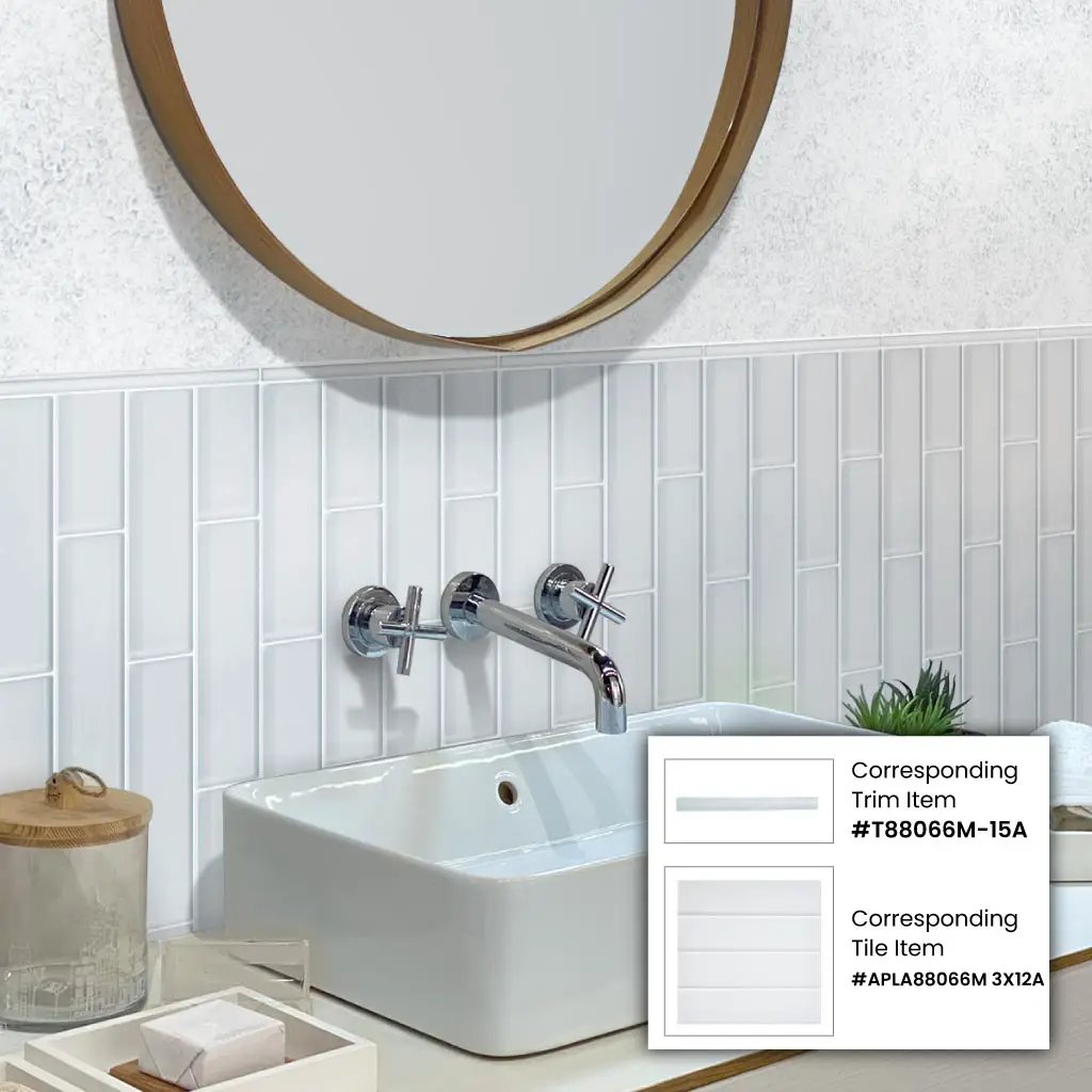 White 3x12 Matte Subway Glass Tile (20 pack, 5 sq ft/case) by Apollo Tile