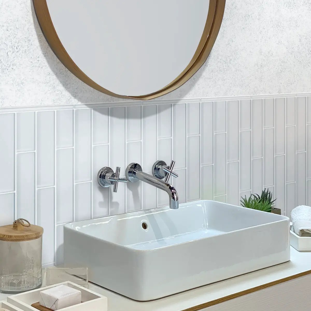 White 3x12 Matte Subway Glass Tile (20 pack, 5 sq ft/case) by Apollo Tile