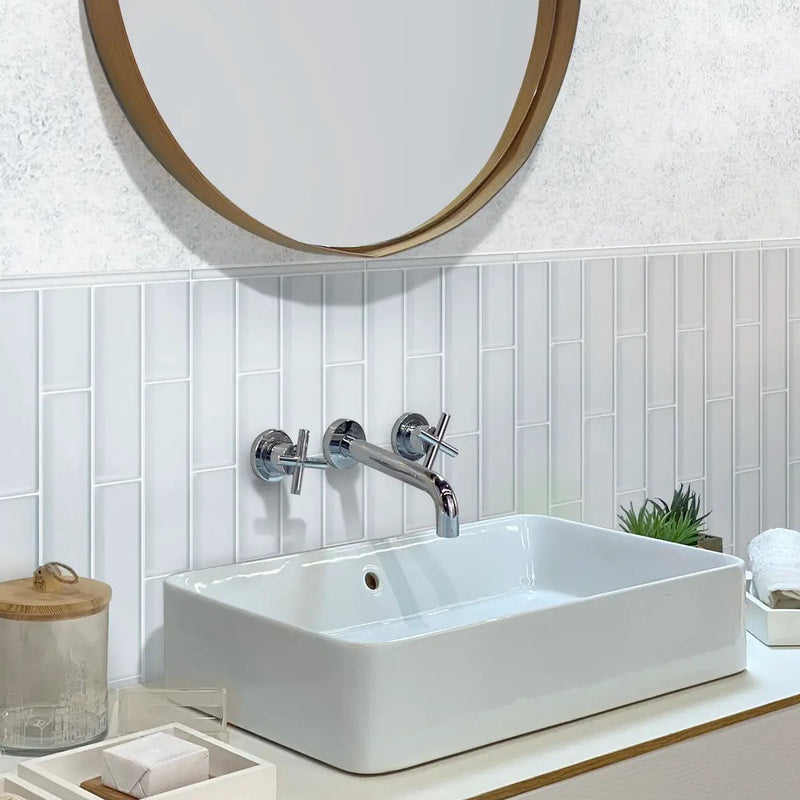 White 3x12 Matte Subway Glass Tile (20 pack, 5 sq ft/case) by Apollo Tile