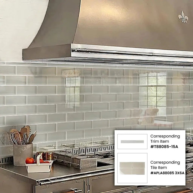 Warm Greige 3x6 Glossy Subway Glass Tile (40 pack, 5 sq ft/case) by Apollo Tile