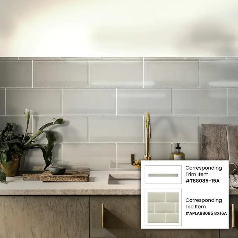 Warm Greige 8x16 Glossy Subway Glass Tile (15 pack, 13.33 sq ft/case) by Apollo Tile