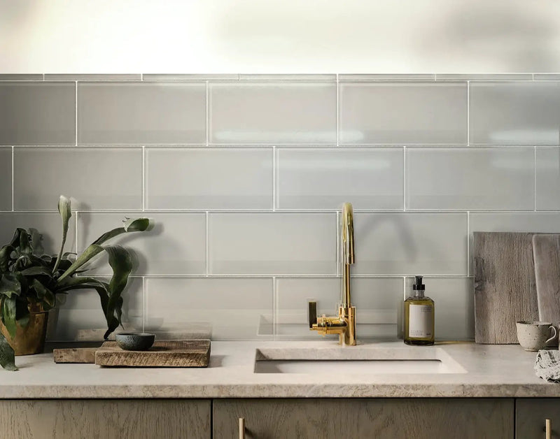 Warm Greige 8x16 Glossy Subway Glass Tile (15 pack, 13.33 sq ft/case) by Apollo Tile