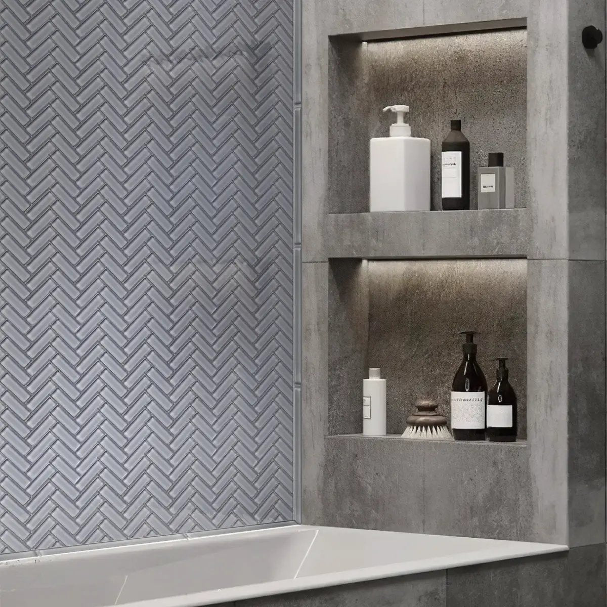 Beige 11x13 Glossy Herringbone Glass Mosaic Tile (5 pack, 4.8125 sq ft/case) by Apollo Tile