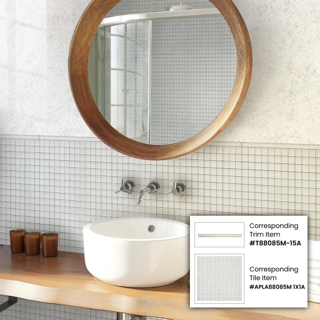Light Gray 0.5x12 Matte Glass Pencil Tile Trim (10 pack, 0.5 sq ft/case) by Apollo Tile