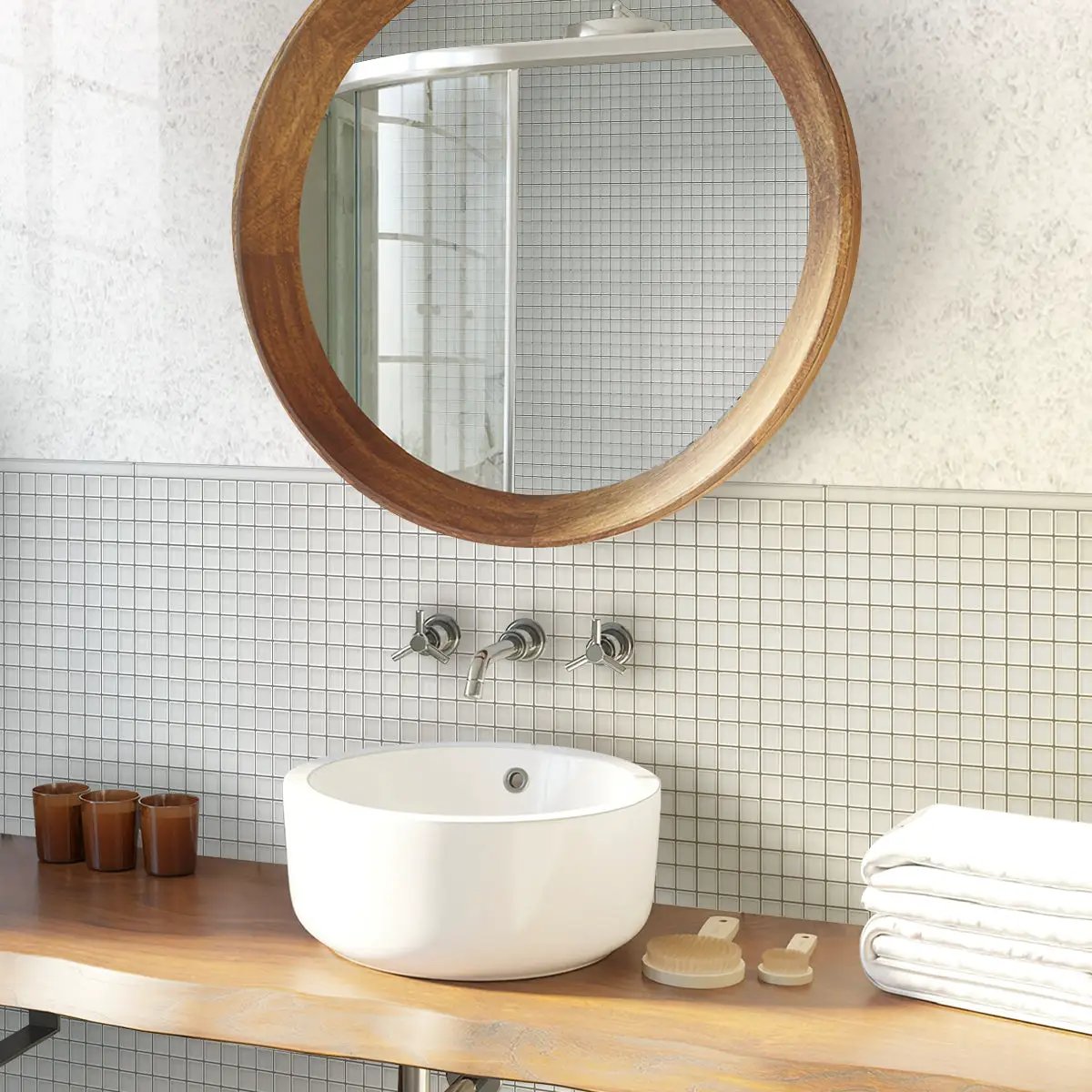 Warm Greige 12x12 Matte Square Glass Mosaic Tile (10 pack, 9.67 sq ft/case) by Apollo Tile