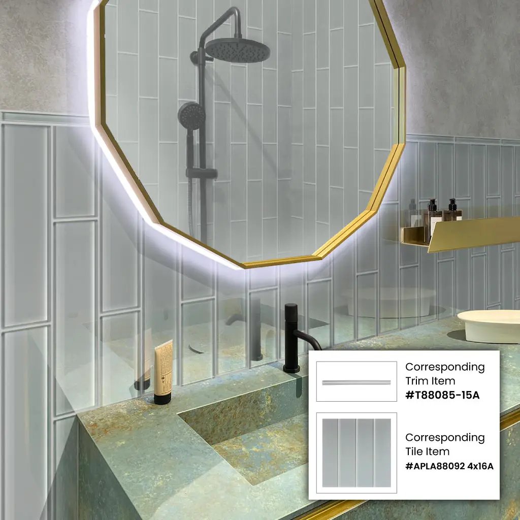 Gray 4x16 Subway Glossy Glass Tile (12 pack, 5.33 sq ft/case) by Apollo Tile
