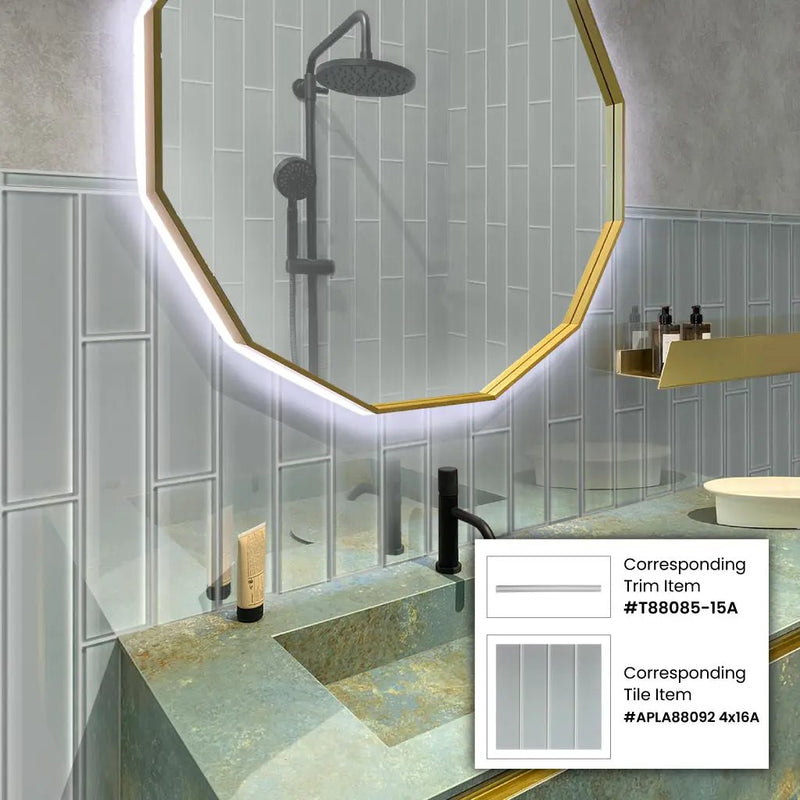 Gray 4x16 Subway Glossy Glass Tile (12 pack, 5.33 sq ft/case) by Apollo Tile