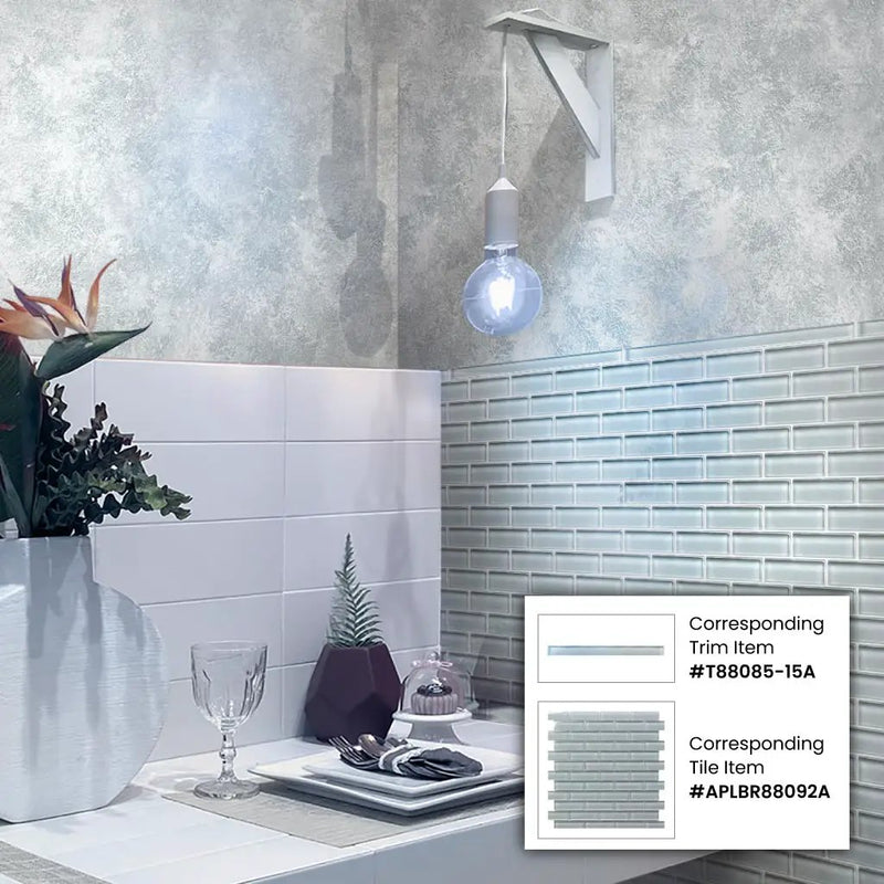 Gray 12x12 Glossy Brick Glass Mosaic Tile (5 pack, 4.92 sq ft/case) by Apollo Tile