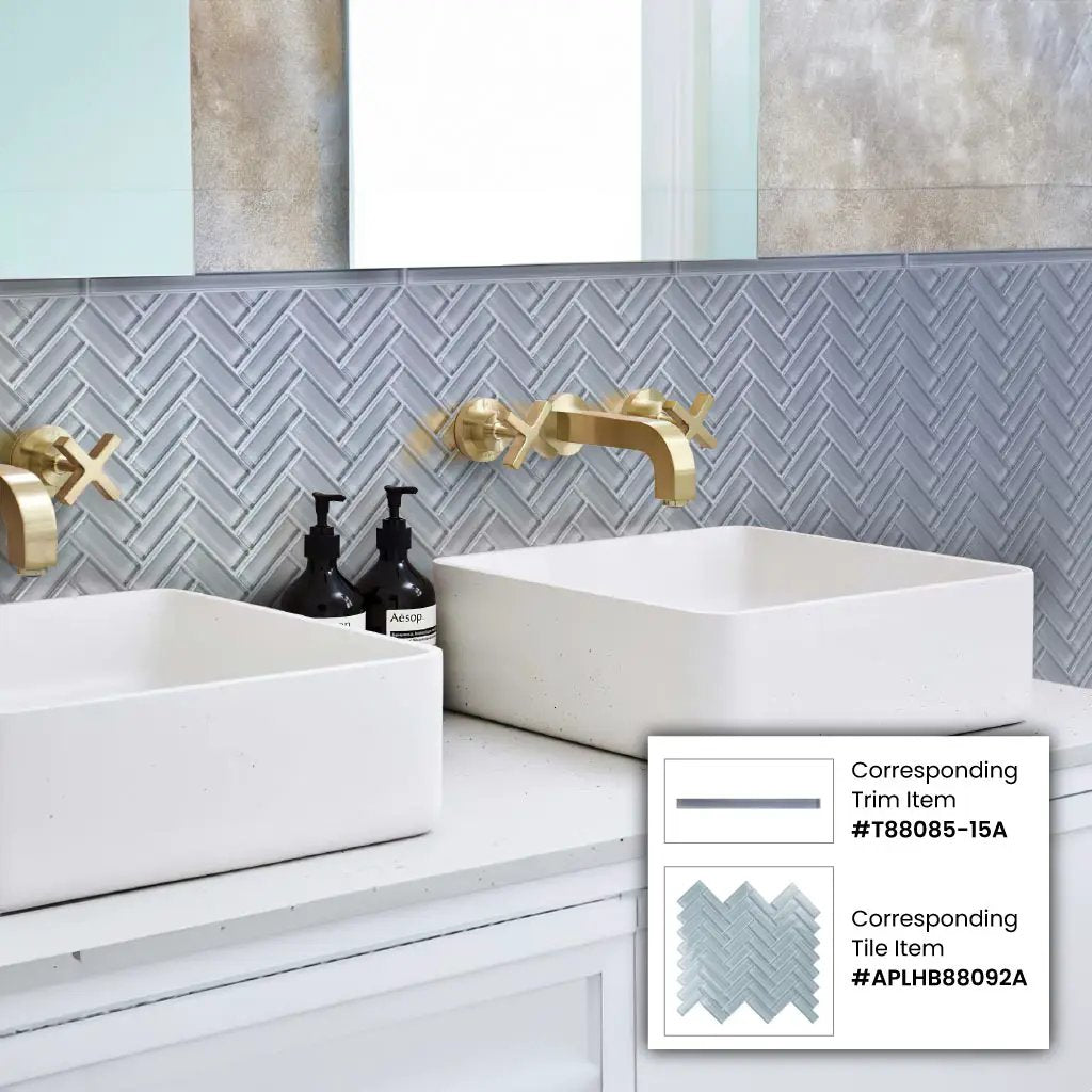 Gray 11x13 Glossy Herringbone Glass Mosaic Tile (5 pack, 4.8125 sq ft/case) by Apollo Tile