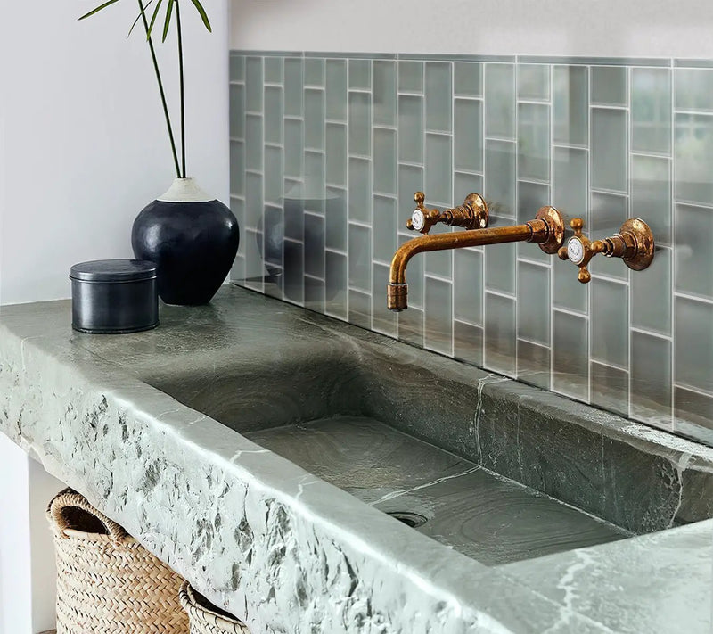 Stone Blue 3x6 Glossy Subway Glass Tile (40 pack, 5 sq ft/case) by Apollo Tile