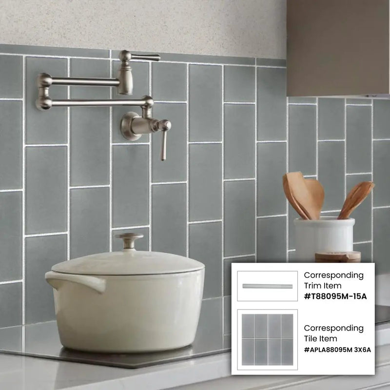 Fossil Gray 0.5x12 Matte Glass Pencil Tile Trim (10 pack, 0.5 sq ft/case) by Apollo Tile