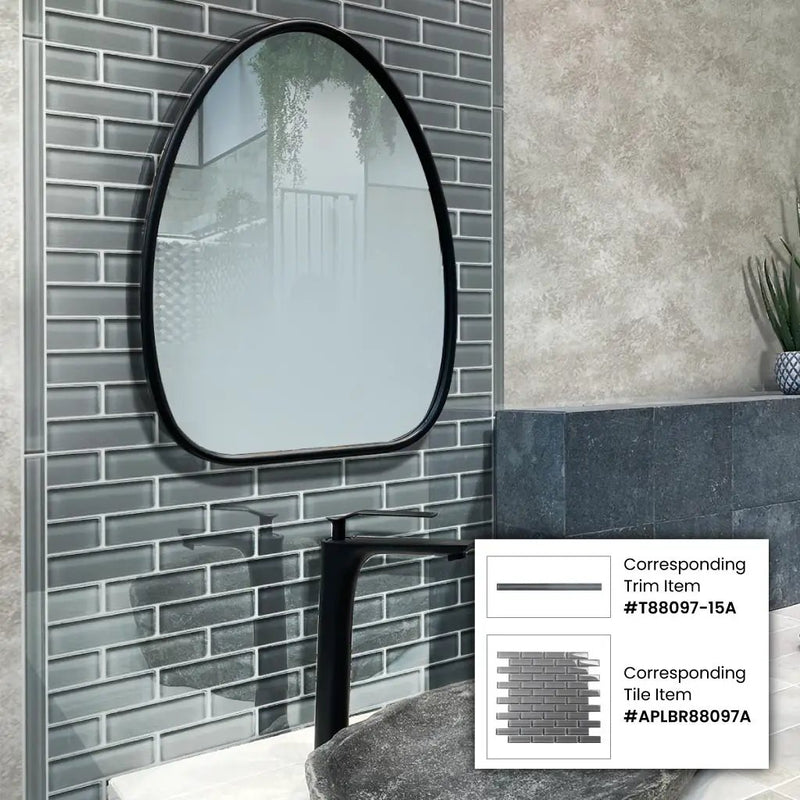 Coin Gray 12x12 Glossy Brick Glass Mosaic Tile (5 pack, 4.92 sq ft/case) by Apollo Tile