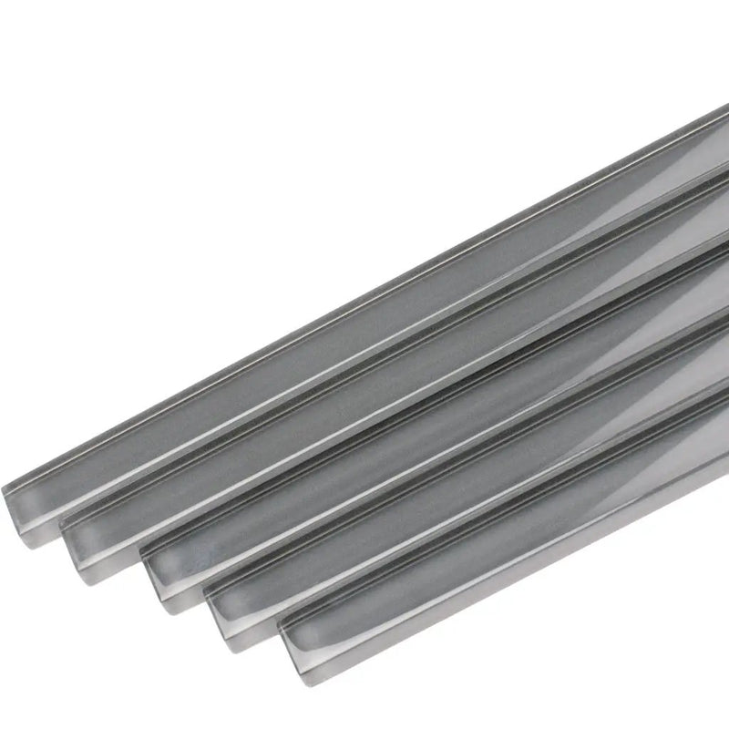 Dark Gray 0.5x12 Glass Glossy Pencil Tile Trim (10 pack, 0.5 sq ft/case) by Apollo Tile