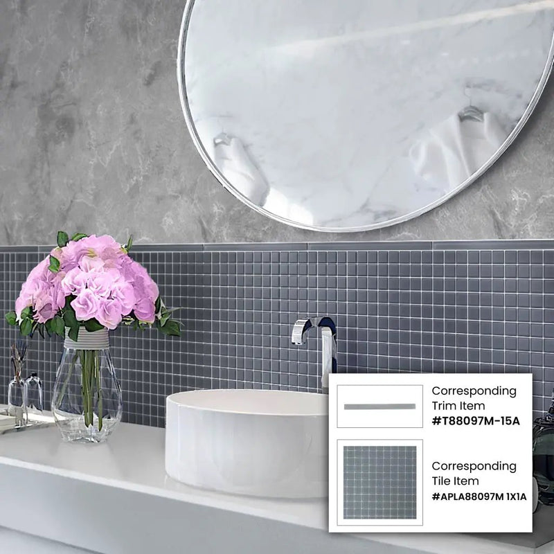 Dark Gray 0.5x12 Matte Glass Pencil Tile Trim (10 pack, 0.5 sq ft/case) by Apollo Tile