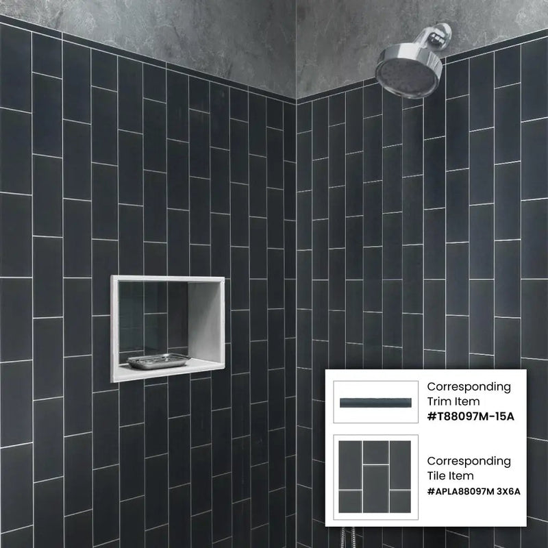 Dark Gray 0.5x12 Matte Glass Pencil Tile Trim (10 pack, 0.5 sq ft/case) by Apollo Tile