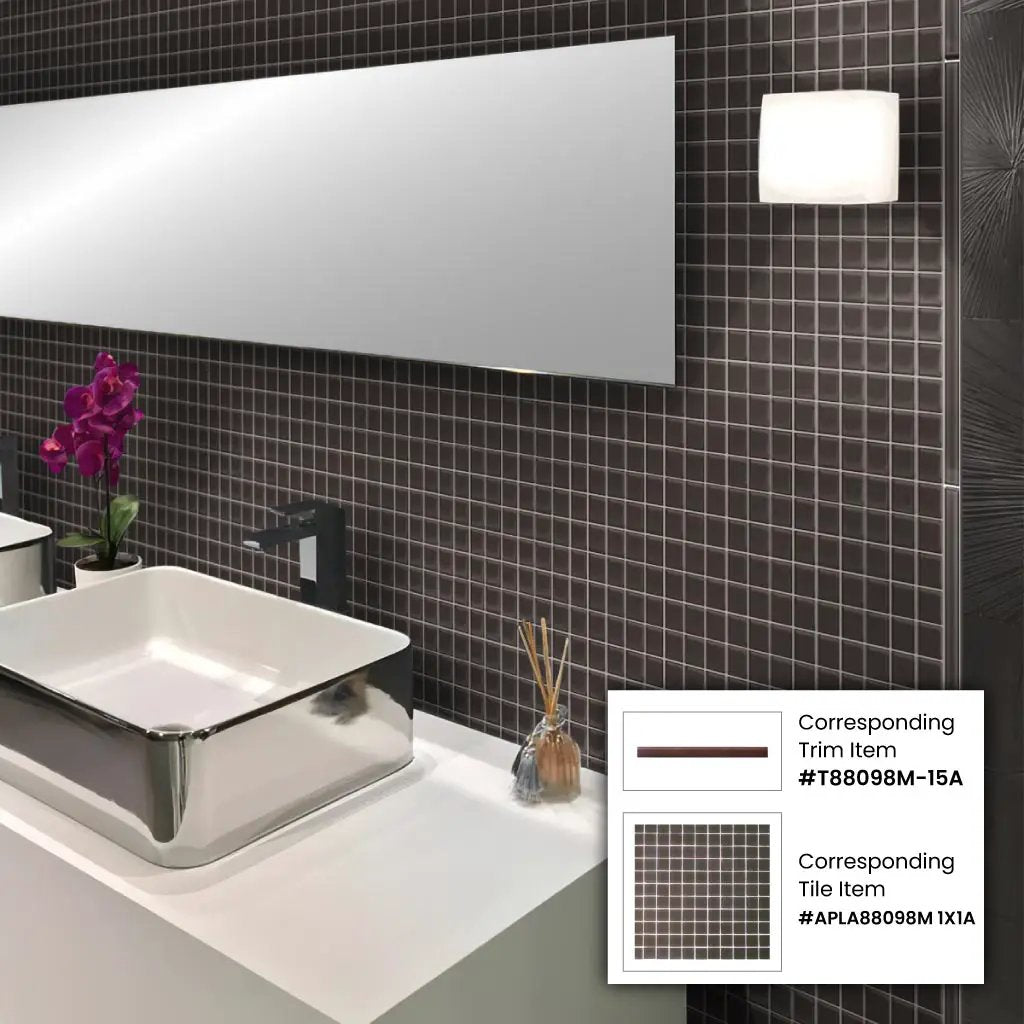 Ash Gray 0.5x12 Matte Glass Pencil Tile Trim (10 pack, 0.5 sq ft/case) by Apollo Tile