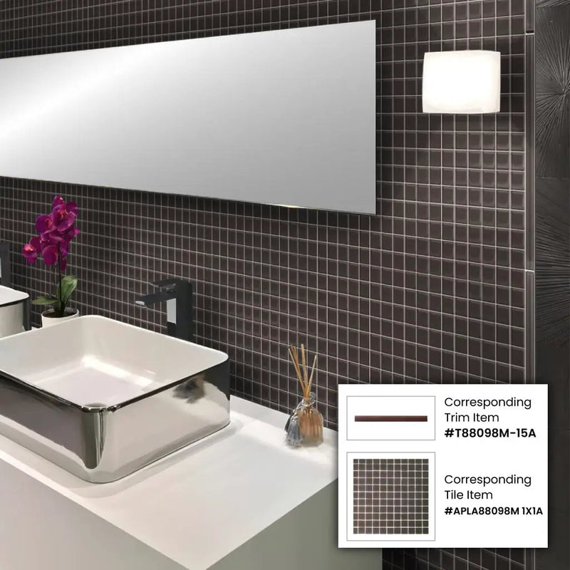 Ash Gray 0.5x12 Matte Glass Pencil Tile Trim (10 pack, 0.5 sq ft/case) by Apollo Tile