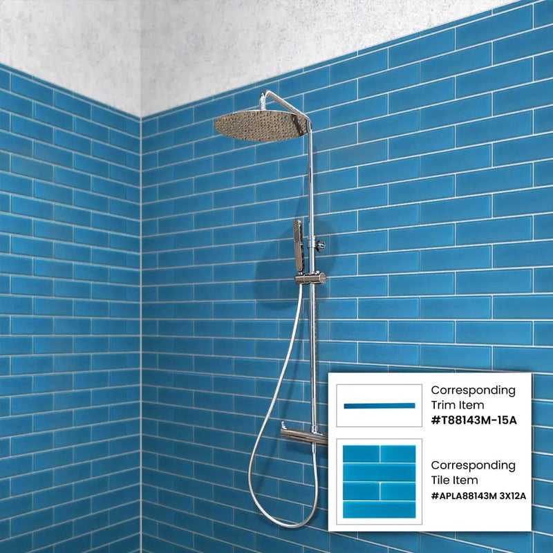 Cerulean Blue 3x12 Matte Subway Glass Tile (20 pack, 5 sq ft/case) by Apollo Tile