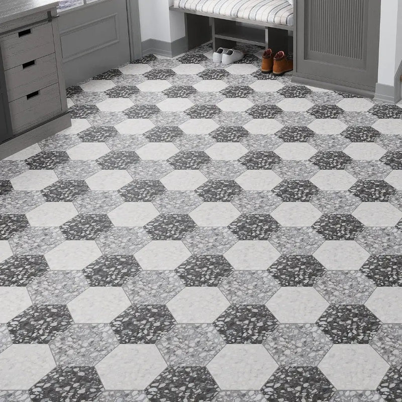 Charcoal Black 9x11 Matte Hexagon Porcelain Tile (16 pack, 8.07 sq ft/case) by Apollo Tile